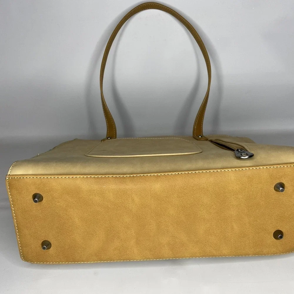 American Bling Concealed Carry Tan Purse Studded Detail Shoulder Bag Zip Closure